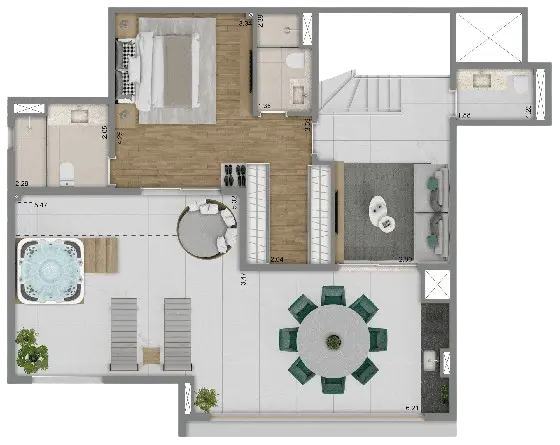 Planta-tipo Duplex Superior 125m²| 4 suítes