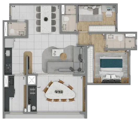 Plant-tipo 82m²| 2 dorms