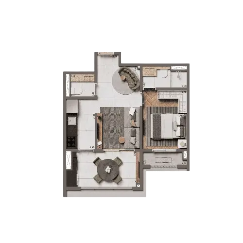 Planta Padrão 44m² | 1 Suíte